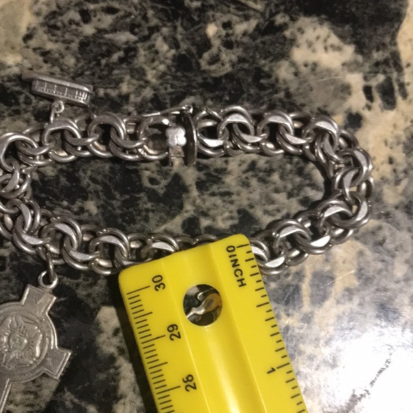 Silver Charm Bracelet with Cross and Lassies Charms - Picture 13 of 13